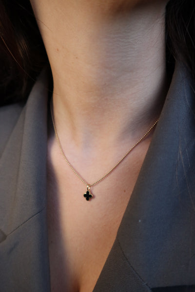 Kette Gold KLEEBLATT MIT ONYX