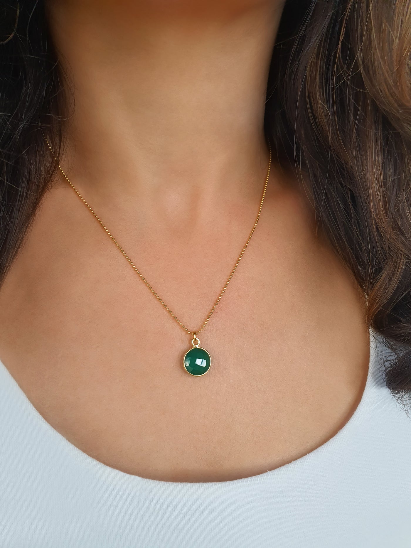 Kette Grün Gold Kugelkette - Grüner Emerald