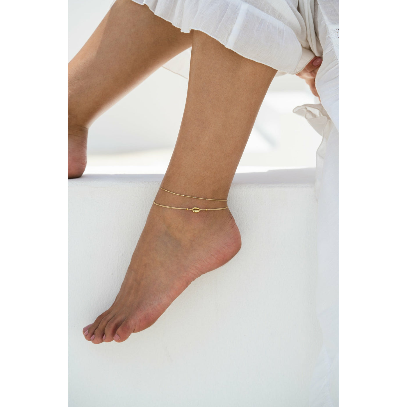 Fußband Gold Muschel - Fußkette KAURIMUSCHEL