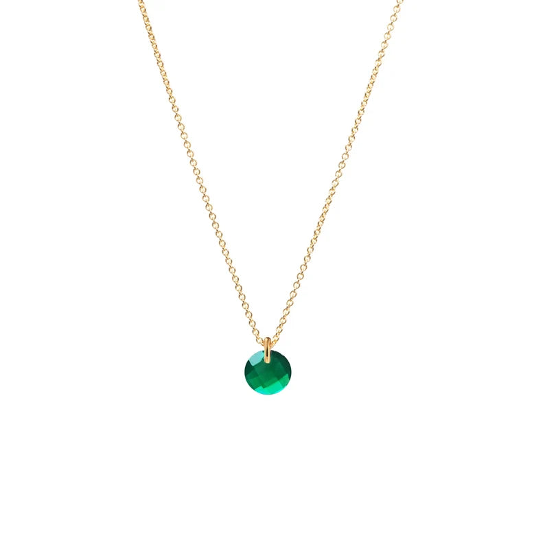 Halskette mit Farbstein | dezenter Stein in grün | FILIGRANE Halskette Silber vergoldet | runder Farbstein