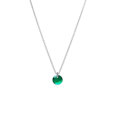 Silber Halskette mit Farbstein | dezenter Stein in grün | FILIGRANE Halskette | runder Farbstein
