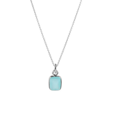 Kette türkis Chalcedon Baguette - silberne Halskette
