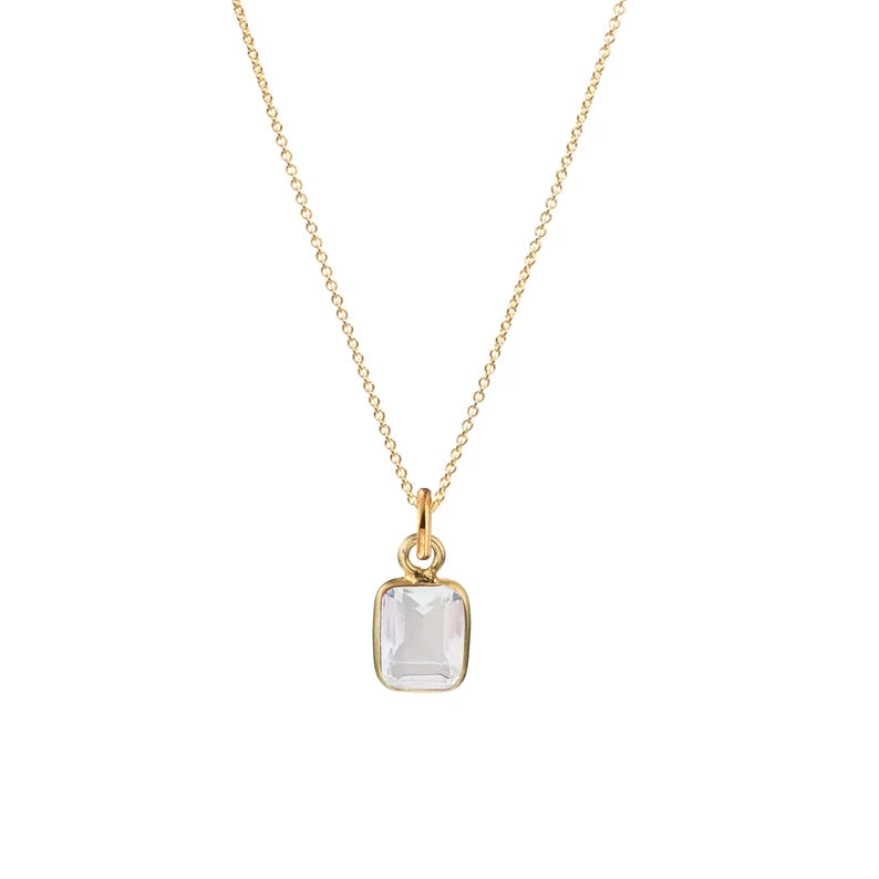Kette Bergkristall Baguette - goldene Halskette