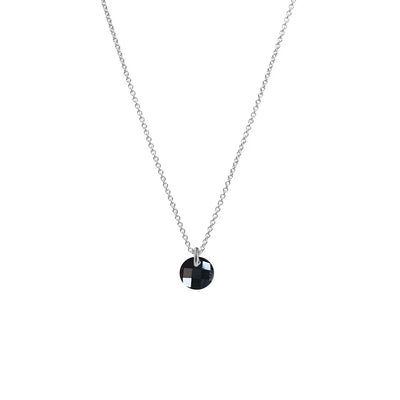 Silber Halskette mit Farbstein | dezenter Stein in schwarz | FILIGRANE Halskette | runder Farbstein