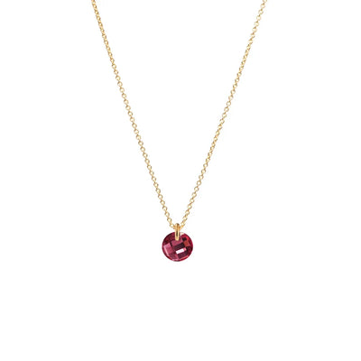 Halskette mit Farbstein | dezenter Stein in rot | FILIGRANE Halskette Silber vergoldet | runder Farbstein