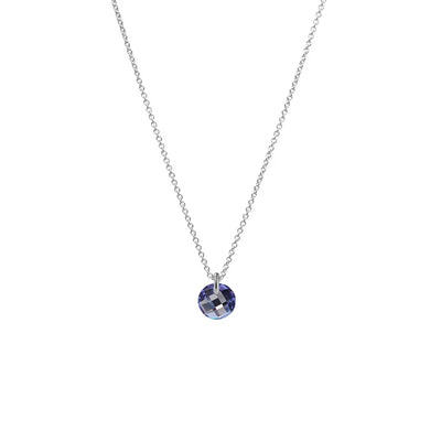 Silber Halskette mit Farbstein | dezenter Stein in lila | FILIGRANE Halskette | runder Farbstein