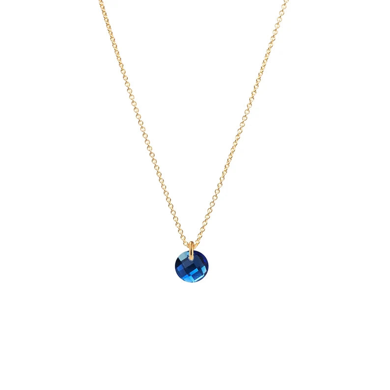 Halskette mit Farbstein | dezenter Stein in dunkel blau | FILIGRANE Halskette | runder Farbstein