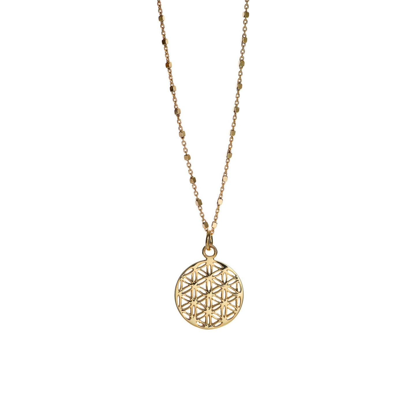 Kette Lebensblume mit Würfelchen ° 925' Silber vergoldet - Halskette - iz-el