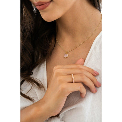 Kette Rosenquarz 925 Silber vergoldet - Halskette - iz-el