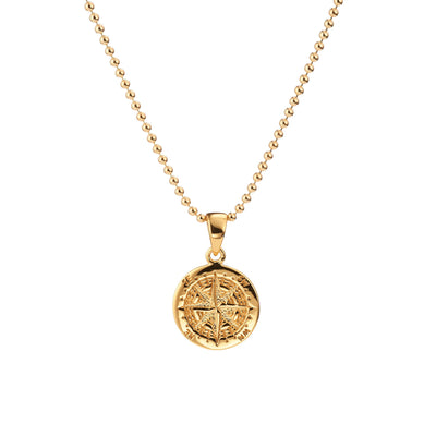 Kompass ◦ 925 Silber vergoldet - Halskette - iz-el
