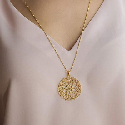 MANDALA ◦ 925' Silber vergoldet - Halskette - iz-el