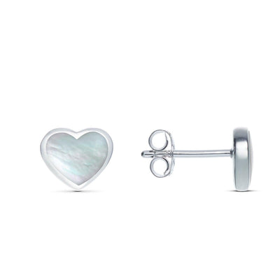 Ohrstecker Herz Perlmutt 925 Silber - Ohrringe - iz-el