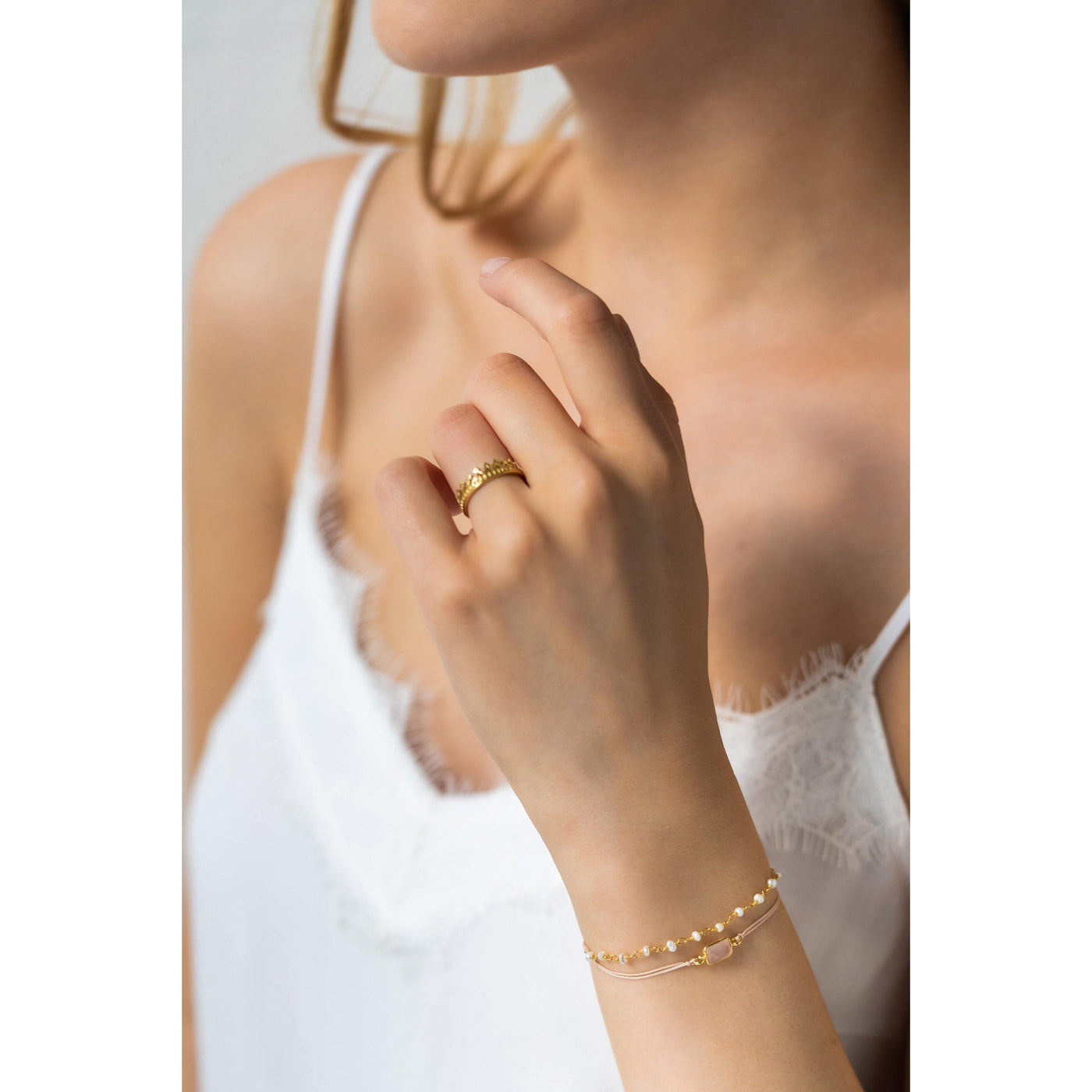 Perlenarmband | 925 Sterling Silber | vergoldet - Armband - iz-el