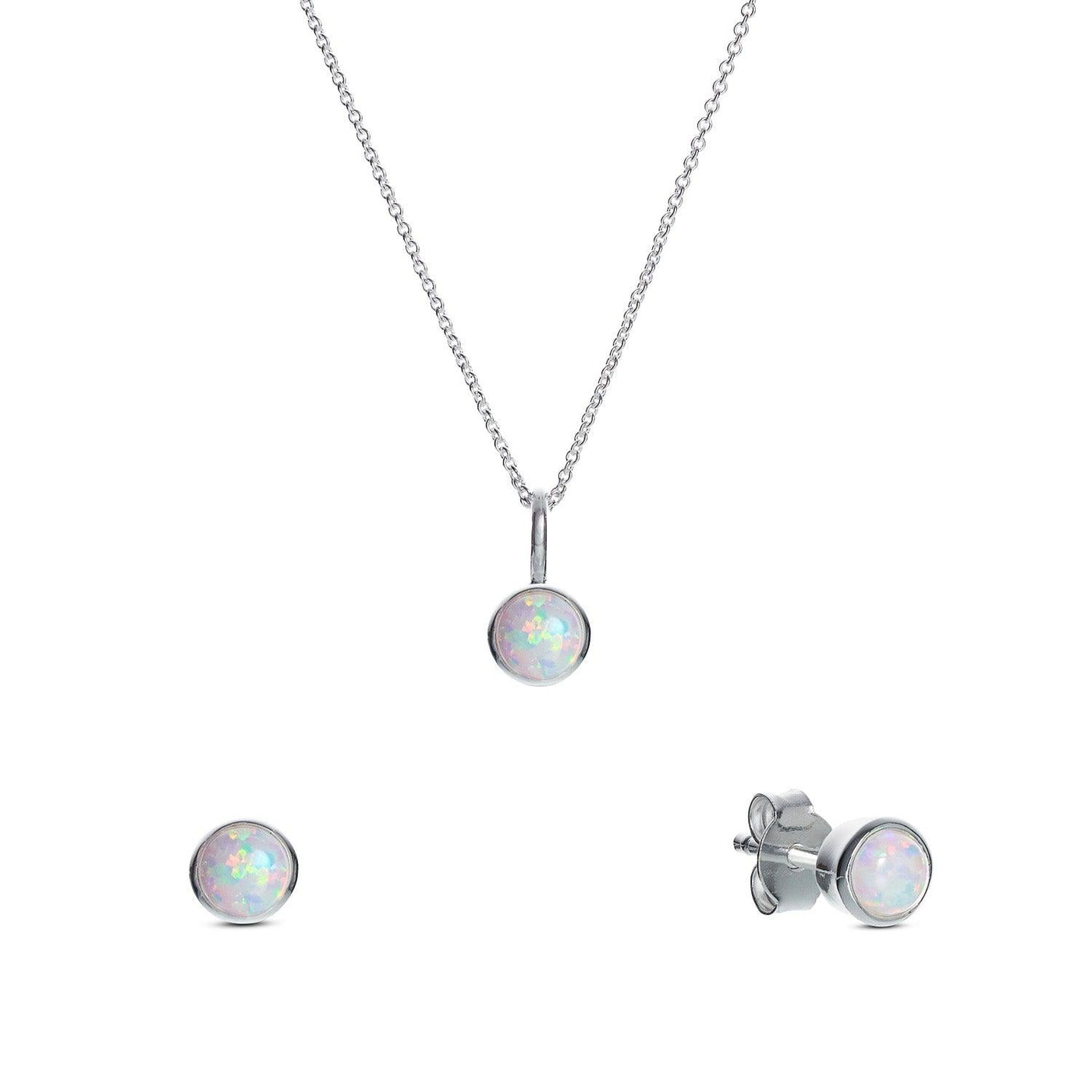 SET Halskette Ohrstecker mit Opal 925 silber - Halskette - iz-el