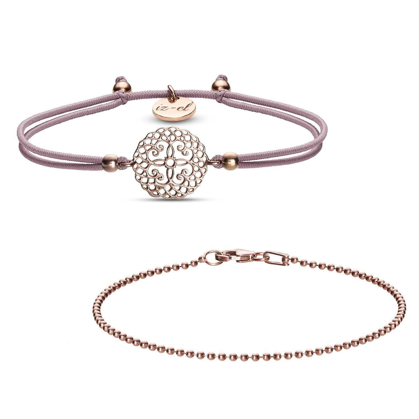 SET MANDALA ⸰ Twistgummi Armband 925 Silber rosevergoldet - Armband - iz-el